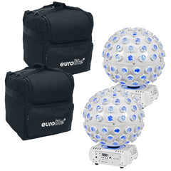 2x Eurolite B-40 LED Blanc Effet Mirrorball avec Laser + Sac de Transport DJ