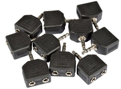 qtx Adaptor 3.5mm Stereo Jack Plug - 2 x 3.5mm Stereo Jack Sockets