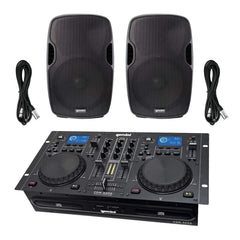 Gemini CDM4000 Dual-CD-DJ-Controller + AS-15BLU 4000 W Soundsystem Disco