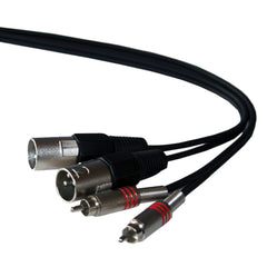 Ibiza 15-5092 2x RCA Metal Plugs to 2x XLR Plugs 3m
