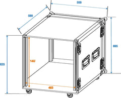 Roadinger Verstärker-Rack Pr-2, 14 HE, 47 cm mit Rollen