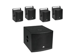 Omnitronic Set Molly-12A Subwoofer Active + 4X Molly-6 Top 8 Ohm, Black