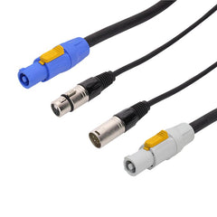 Câble DMX LEDJ 1,5 m Combi PowerCON et XLR 5 broches mâle - femelle