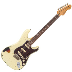 Vintage V6 Icon - Distressed White On Sunburst
