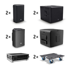 LD Systems STINGER G3 EVENT SET 2 x 10" passive PA Speaker + 2 x 15" passive Subwoofer + Amp Rack