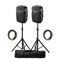 2x Ensemble d'enceintes Ibiza Sound XTK15A 15" 1200 W avec supports et câbles