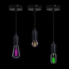 Prolite E27 Pendant Kit - Black Matt with Black Fabric Cord
