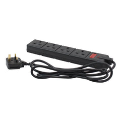 Masterplug 4 Gang 2m 13A HD Mains Extension Lead, Black (EXS1342B)