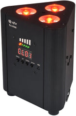 4x QTX Tri-PAR Batterie-LED-Uplighter Triangle PAR RGBW inkl. Fernbedienung