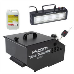 KAM Terra Fog Machine Low Smoke Machine Mister Kool 700W & Derby FX Bar / Strobe