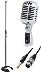 Stagg SDMP40CR Retro Vintage Style Silver Microphone inc Stand + Cable for Singer Vocalist