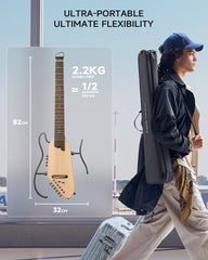 Donner HUSH-I PRO Headless Smart Acoustic-Electric Guitar – Natural Finish