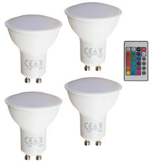 4x Pro Elec 4W GU10 RGBW LED-Lampe mit Fernbedienung für Party, DJ, Disco, Farbwechsel