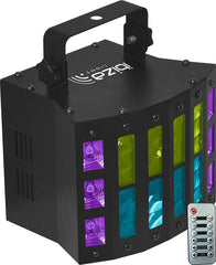 Ibiza Light 3-in-1 LED Derby UV- und Stroboskoplichteffekt DMX inkl. IR-Fernbedienung