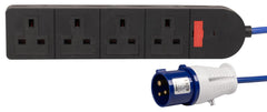 Pro-Elec 4 Gang 13A Mains Extension Lead 2M with 16A Plug