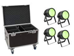 EUROLITE Set 4x LED Theater COB 200 RGB+WW + Koffer mit Rollen