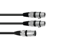 Omnitronic Adapterkabel XLR(M)/2XXLR(F) 1,5M Schwarz