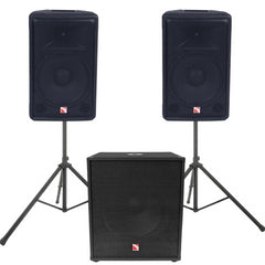 Intimidation PI-115 + SUB15 Active PA Sound System 2.1 Bundle 2800W