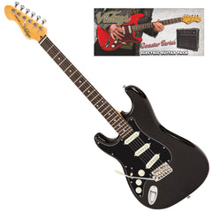 Vintage V60 Coaster Left Handed Electric Guitar Pack - Gloss Black
