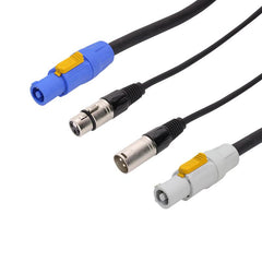 Câble DMX LEDJ 1,5 m Combi PowerCON et XLR 3 broches mâle - femelle