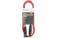 Chord 1.5m Professional High Quality Balanced 3Pin XLR Cable (Red)