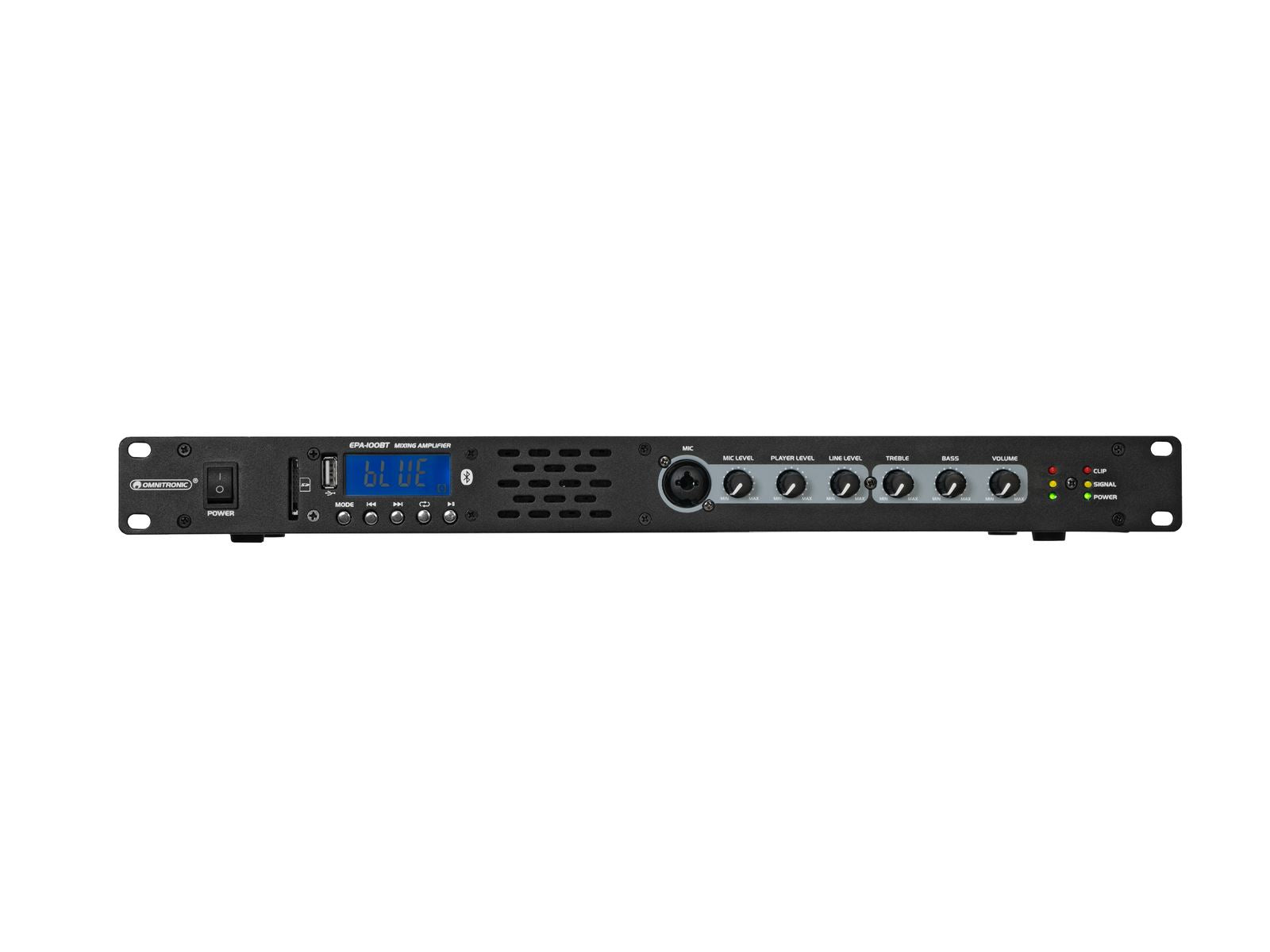 Bluetooth Rackmount Mixer Omnitronic EPA-100BT Rackmount 1U Mixer Amplifer Bluetooth USB Sound S ...