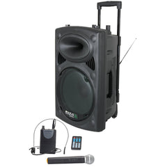 Ibiza PORT12UHF-BT Portable Bluetooth PA System with 2x Wireless UHF Microphone