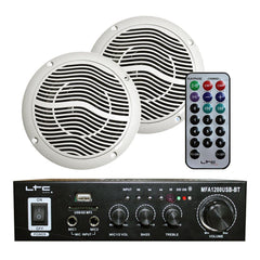 LTC MFA-1200 Amplificateur stéréo et 2 x haut-parleurs de plafond 100 W Salle de bain Cuisine