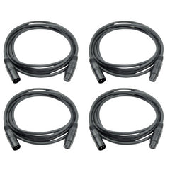 4x Roar 6M DMX Cable XLR Female - XLR Male Black 110 Ohm 600cm
