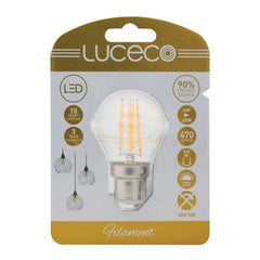 Luceco 4W LED Clear Golf Ball Filament Lamp, B22 2700K