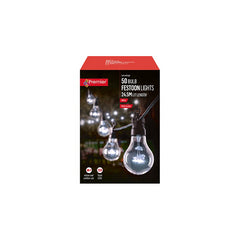 Premier Soffittenlichter für den Außenbereich, 50 Glühbirnen, weiß, Multi-Action, 24,5 m beleuchtete Länge, Weihnachtsfest
