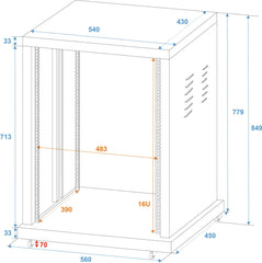 Roadinger 16U Rack en acier à roulettes Studio PA Boîtier de serveur universel