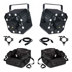 2x Showtec Dominator LED-Effekt 3 in 1 inkl. Tragetaschen, Klemmen und Kabel