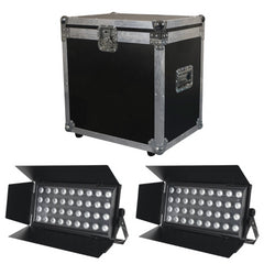 2x Equinox Cabaret Colour HEX LED Flood 36 x 8W RGBWAUV inc flightcase