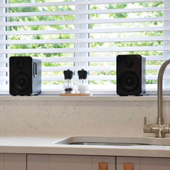 AV:Link Aktive Bluetooth-Regallautsprecher HiFi-Soundsystem Schwarz