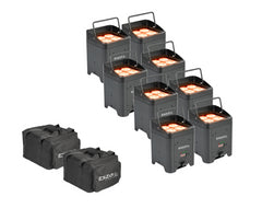 8x Ibiza Light BOX-HEX 4 LED Battery Uplighter Bundle RGBWAUV DMX DJ Wedding Lighting