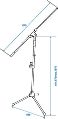 Trépied de microphone Omnitronic avec perche, Pro Bk