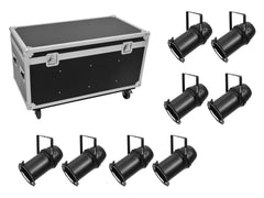 Eurolite Set 8X Led Par-64 Cob Rgbw 120W Zoom Bk + Boitier