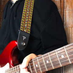 Perris 2079 2" Retro Hootenanny Poly Guitar Strap Yellow Brown