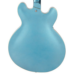 Vintage VSA500 ReIssued Left-Handed Semi-Acoustic Guitar – Limited Edition in Gun Hill Blue with Dual WOCHB Humbuckers