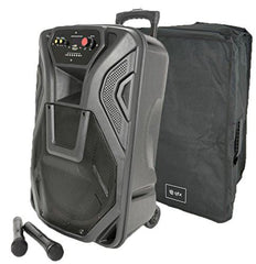 QTX Busker PA with VHF Mics, Media Player, Bluetooth QK12PA & Speaker Cover Case