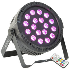 4x IBIZA THINPAR-18X1RGB Extra Flat PAR Projector – 18 x 1W RGB LED