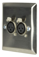 AV:Link Steel Wallplate with Twin XLR Socket XLR Wall Plate
