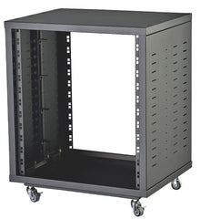 Pulse 12U 19" Universal Open Rack Cabinet with Wheels Black Server Data