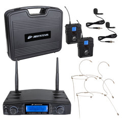 JB Systems HF-TWIN-Empfänger mit 2x Headset-Mikrofon und 2x Beltpack-/Lavalier-Mikrofon