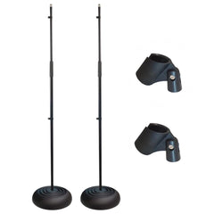 2x pieds de microphone à base ronde Thor MS001