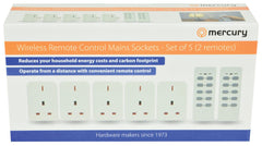 Wireless Remote Control Mains Sockets - Set of 5 (2 remotes)