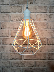 LYYT Lamp Cage - Diamond Shape - White Retro Industrial Light