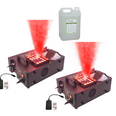 2x Ibiza Light ERUPTION-1500 DMX Vertical Fog Machine 1500W RGB LED CO2 Type Effect