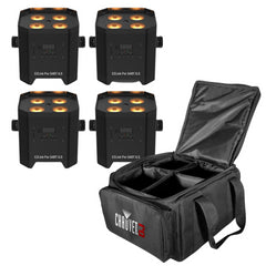 4x Chauvet DJ EZLink Par Q4BT ILS Uplighter Bundle inc Carry Bag